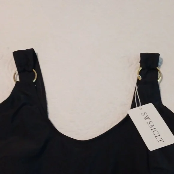 Black Swim Dress with Gold Accents - Picture 4 of 9